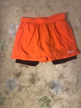 Pudolla Orange Athletic Shorts with Black Inner Liner